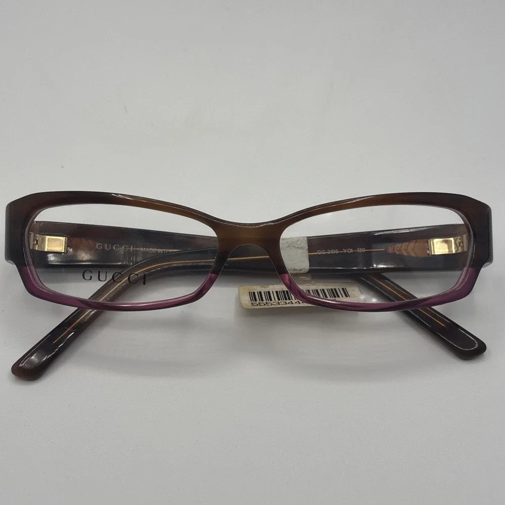 New Gucci GG 3196 YOI Brown Pink Eyeglasses Frames 50-14 130mm Italy #479